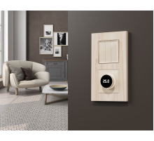 Комплект механизма терморегулятора с цифровым дисплеем с подсветкой и датчиком для теплого пола Alfa Бежевый глянец Quant Ambrella Volt MA305810 (AP3058, VM1385)