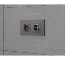 Комплект механизма терморегулятора с цифровым дисплеем с подсветкой и датчиком для теплого пола Alfa Антрацит серый Quant Ambrella Volt MA655810 (AP6558, VM1385)