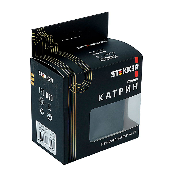 Терморегулятор Wi-Fi (механизм), Stekker, 250В, 3500Вт Катрин, GLS00-7119-05, черный 50375