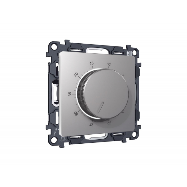 Комплект механизма терморегулятора с датчиком для теплого пола с подсветкой 16A-250V Alfa Сталь матовый Quant Ambrella Volt MA505710 (AP5057, VM1381)