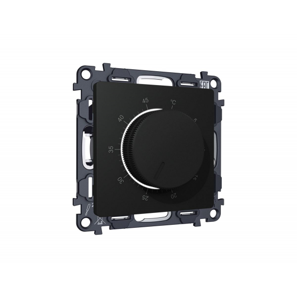 Комплект механизма терморегулятора с датчиком для теплого пола с подсветкой 16A-250V Alfa Черный матовый Quant Ambrella Volt MA805710 (AP8057, VM1381)