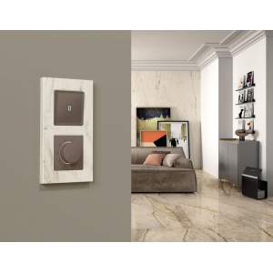 Комплект механизма терморегулятора с датчиком для теплого пола с подсветкой 16A-250V Alfa Темная бронза матовый Quant Ambrella Volt MA635710 (AP6357, VM1381)