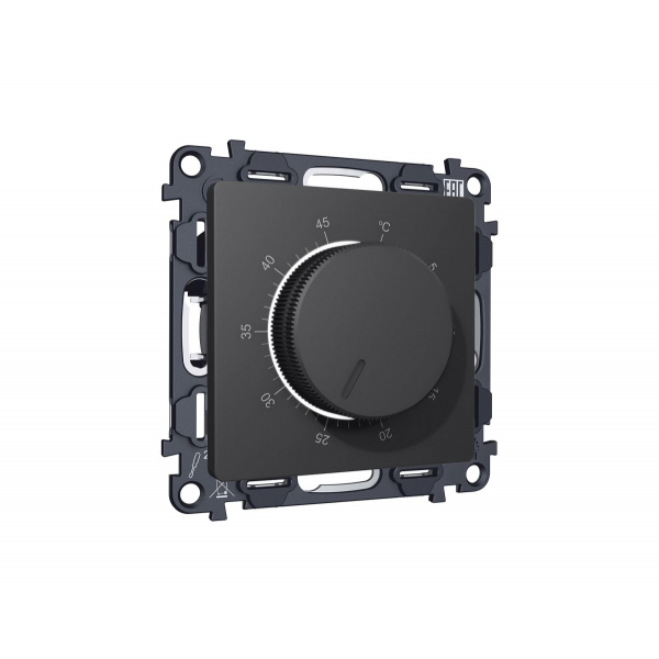 Комплект механизма терморегулятора с датчиком для теплого пола с подсветкой 16A-250V Alfa Графит мягкое касание Quant Ambrella Volt MA905710 (AP9057, VM1381)