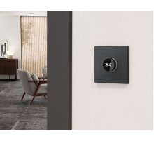 Комплект мех-ма термор-ра с цифровым дисплеем с подсветкой и датчиком для теплого пола Alfa Графит мягкое касание Quant Ambrella Volt MA905810 (AP9058, VM1385)