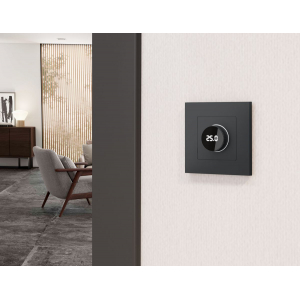 Комплект мех-ма термор-ра с цифровым дисплеем с подсветкой и датчиком для теплого пола Alfa Графит мягкое касание Quant Ambrella Volt MA905810 (AP9058, VM1385)