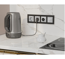 Комплект механизма терморегулятора с цифровым дисплеем с подсветкой и датчиком для теплого пола Alfa Серебро глянец Quant Ambrella Volt MA405810 (AP4058, VM1385)