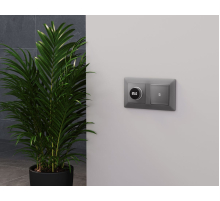 Комплект механизма терморегулятора с цифровым дисплеем с подсветкой и датчиком для теплого пола Alfa Сталь матовый Quant Ambrella Volt MA505810 (AP5058, VM1385)