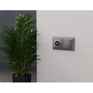 Комплект механизма терморегулятора с цифровым дисплеем с подсветкой и датчиком для теплого пола Alfa Сталь матовый Quant Ambrella Volt MA505810 (AP5058, VM1385)