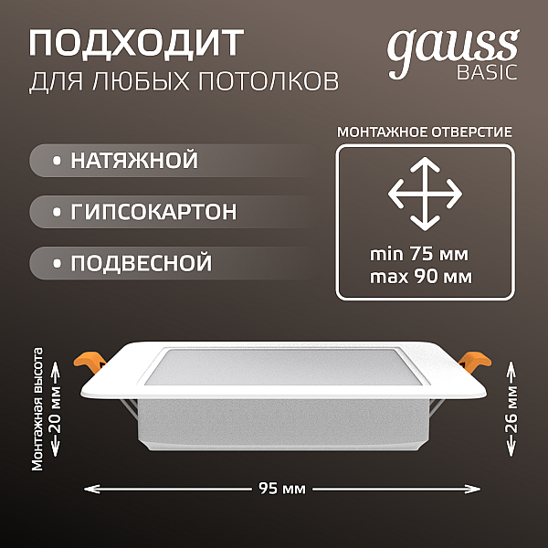 Точечный светильник Gauss Downlight 9031420205