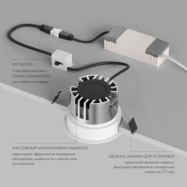 Точечный светодиодный светильник Denkirs Shine Glow DK2430-WH