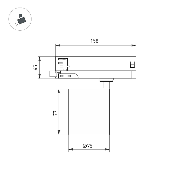 Трековый трехфазный светильник Arlight LGD-DYKE-4TR-R75-16W Day4000 (WH, 20 deg, 230V) 052145