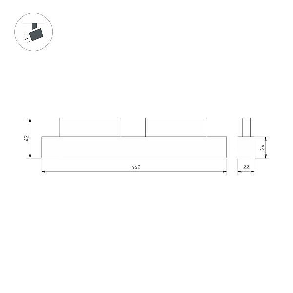 Трековый магнитный светильник Arlight MAG-ORIENT-FLAT-L465-16W Warm3000 (BK, 100 deg, 48V) (IP20 Металл) 033612(1)