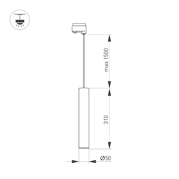 Трековый светильник Arlight LGD-Pipe-Track-Hang-2TR-R50-9W Warm3000 037433