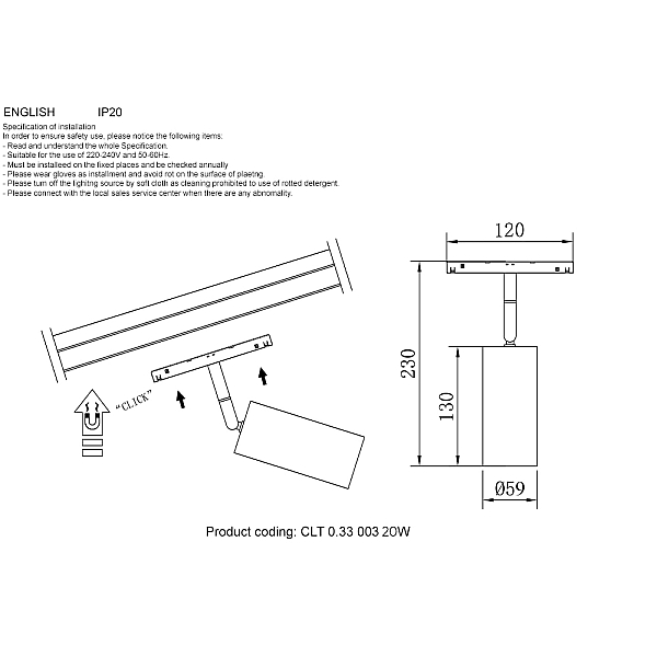 Трековый магнитный светильник Crystal Lux CLT 0.33 003 20W BL TUYA