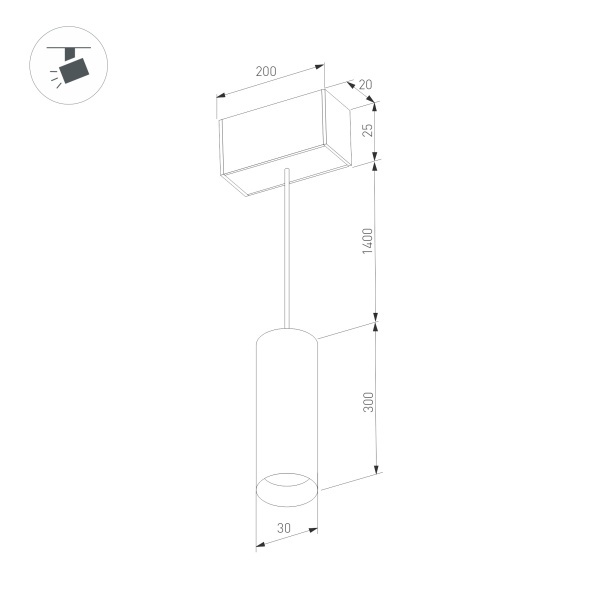 Трековый светильник для магнитного шинопровода Arlight Mag-Spot-Hang-25-R30-5W Day4000 034245