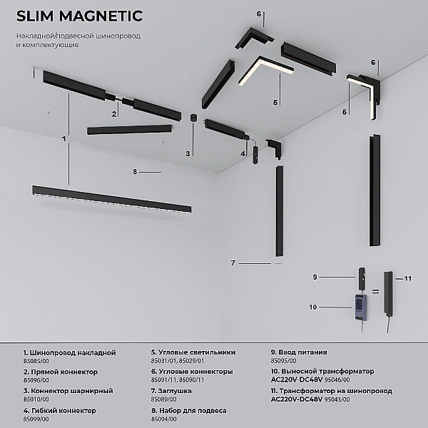 Трековый магнитный светильник Elektrostandard Slim Magnetic 4690389206528 85013/01 a067380