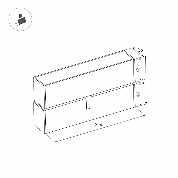 Трековый светодиодный светильник для магнитного шинопровода Arlight Mag-Flat-Fold-45-S205-6W Day4000 026988