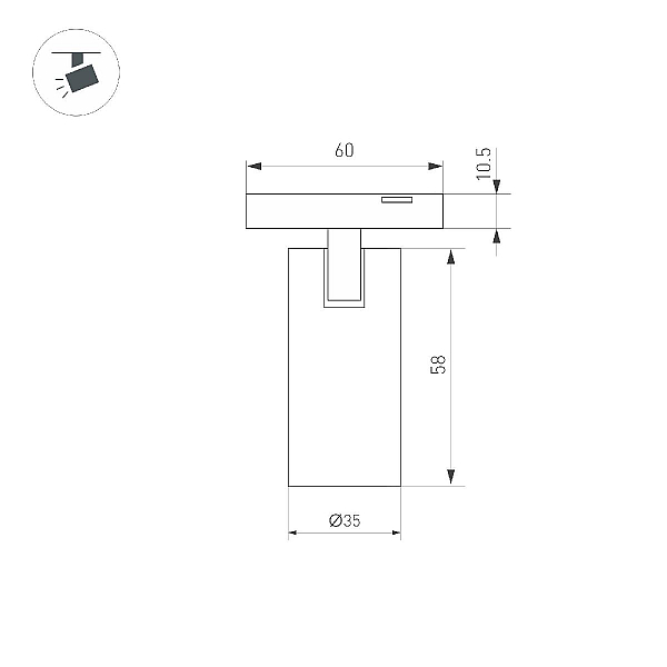 Трековый магнитный светильник Arlight MAG-MICROCOSM-SPOT-R35-5W Warm3000 (BK, 36 deg, 24V) 043252