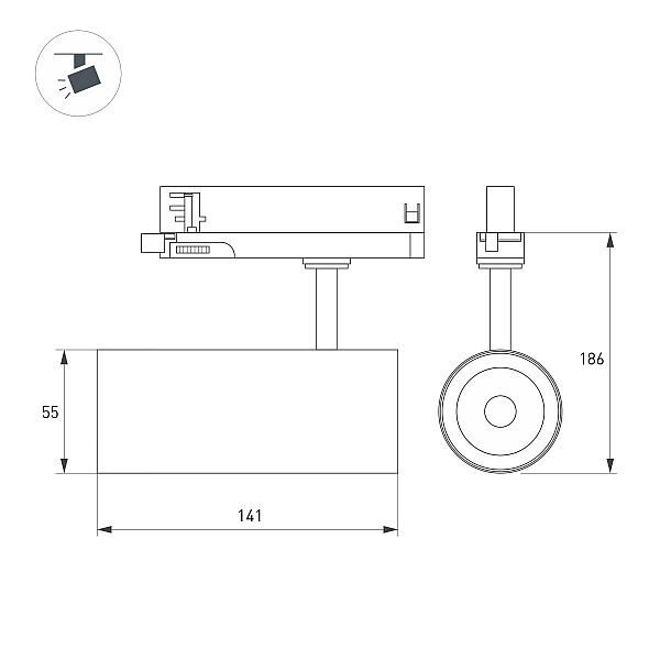 Трековый трехфазный светильник Arlight LGD-GERA-TRUECOLOR-4TR-R55-10W Warm3000 CRI98 (Белый, 36 deg, 230V) (IP20 Металл) 059882