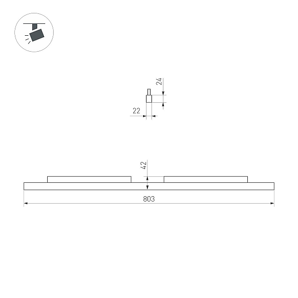 Трековый магнитный светильник Arlight MAG-ORIENT-FLAT-L800-27W Warm3000 (BK, 100 deg, 48V) (IP20 Металл) 060470