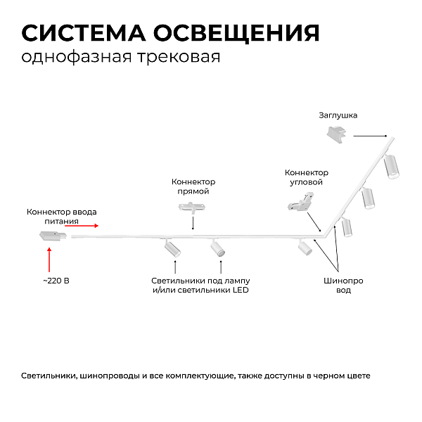 Трековый однофазный светильник Apeyron 16-71