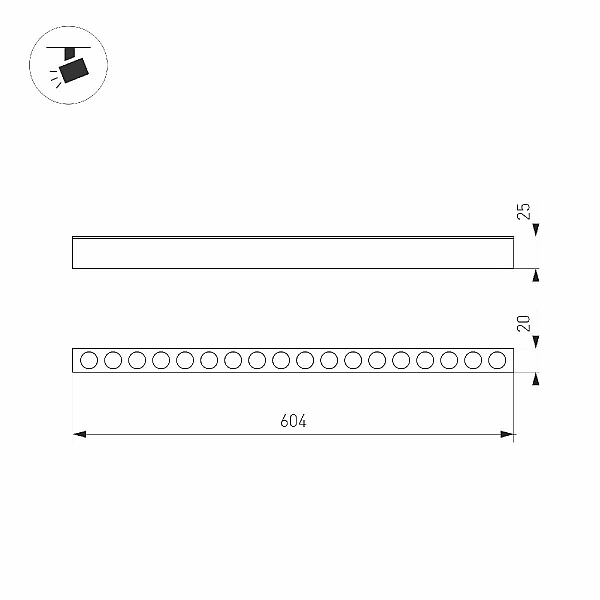 Трековый магнитный светильник Arlight MAG-DOTS-25-L600-18W Day4000 050055