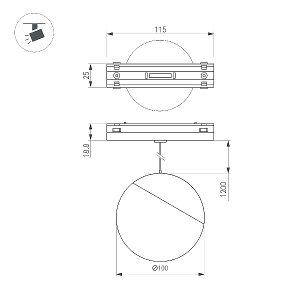Трековый светодиодный светильник Arlight Mag-Vibe-Emisfero-Hang-R100-6W Day4000 044165