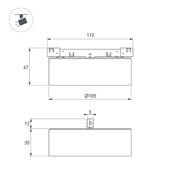 Трековый магнитный светильник Arlight MAG-MICROCOSM-RONDO-R105-10W Day4000 (BK, 90 deg, 24V) (IP20 Металл) 051753