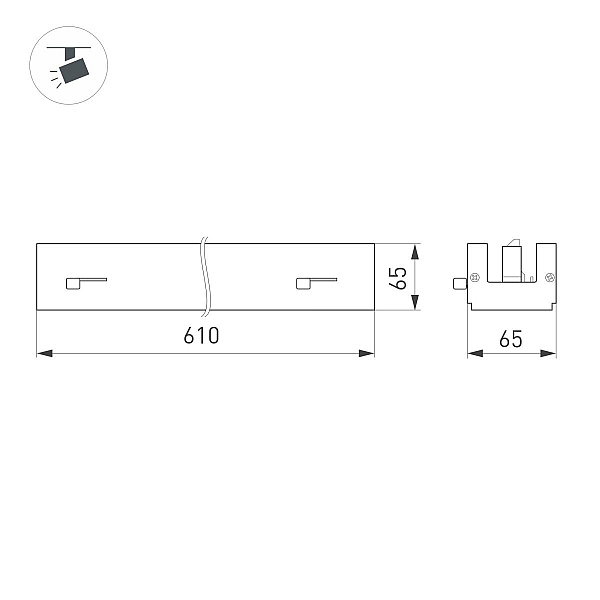 Трековый трехфазный светильник Arlight LGD-LUNGO-4TR-L600-20W-30W Warm3000 (Черный, двойной асимметричный 2х20 deg, 230V) (IP20 Металл) 064241
