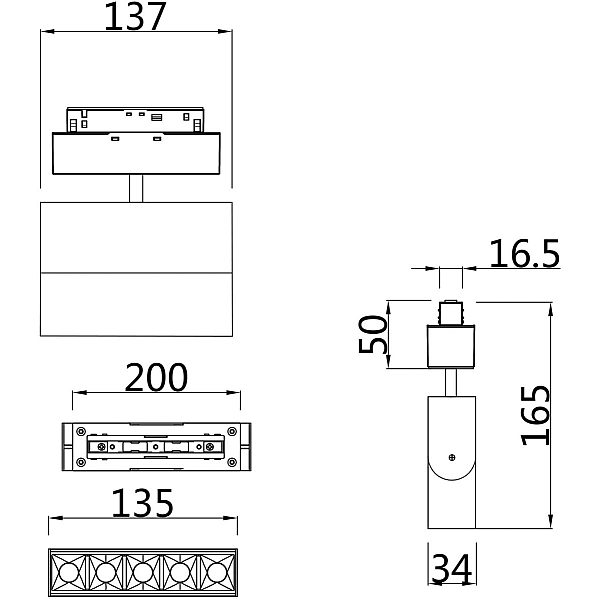 Трековый светодиодный светильник для магнитного шинопровода Maytoni Track lamps TR015-2-10W4K-B