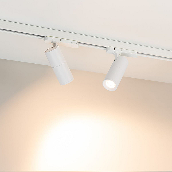 Трековый трехфазный светильник Arlight LGD-ARTEMIS-TRACK-4TR-R55-12W Warm3000 (WH, 8-80 deg, 230V, TRIAC) (IP20 Металл) 058639