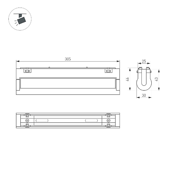Трековый светодиодный светильник Arlight Mag-Vibe-Flat-Turn-L305-12W Day4000 044442