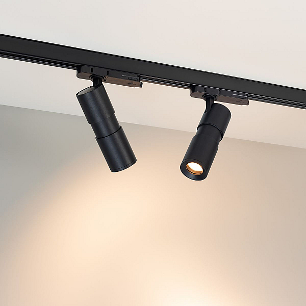 Трековый трехфазный светильник Arlight LGD-ARTEMIS-TRACK-4TR-R55-12W Warm2700 (BK, 8-80 deg, 230V, TRIAC) (IP20 Металл) 053082