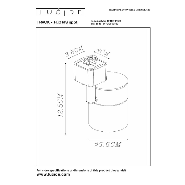 Трековый светильник Lucide FLORIS 09952/01/30