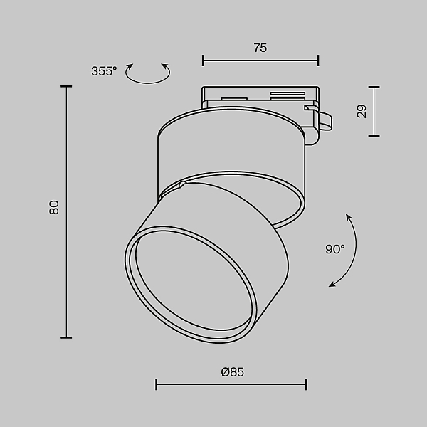 Трековый светильник Maytoni ONDA TR007-1-12W3K-B