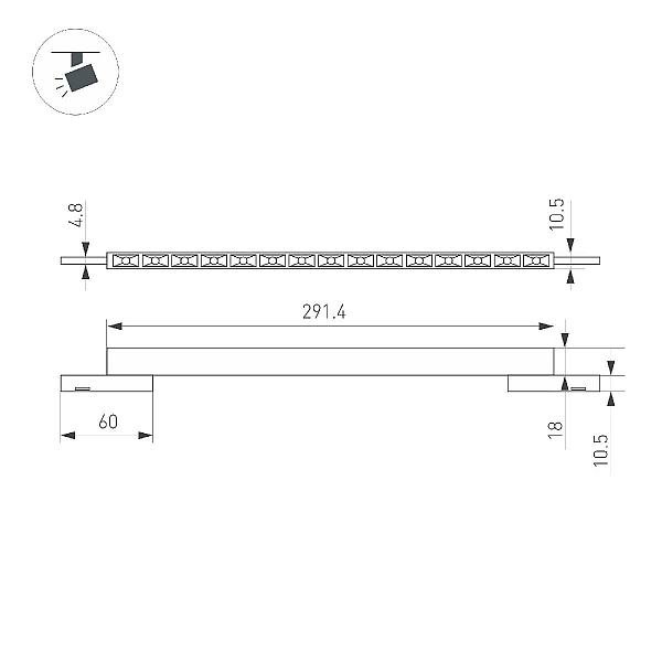 Трековый магнитный светильник Arlight MAG-MICROCOSM-LASER-L300-15W Day4000 (BK, 30 deg, 24V) 043276