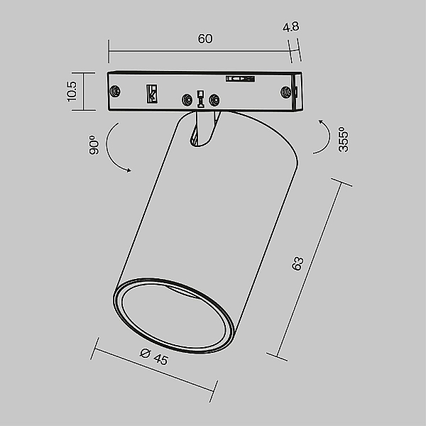 Трековый светильник Maytoni Technical Focus Led TR187-1-9W4K-M-B