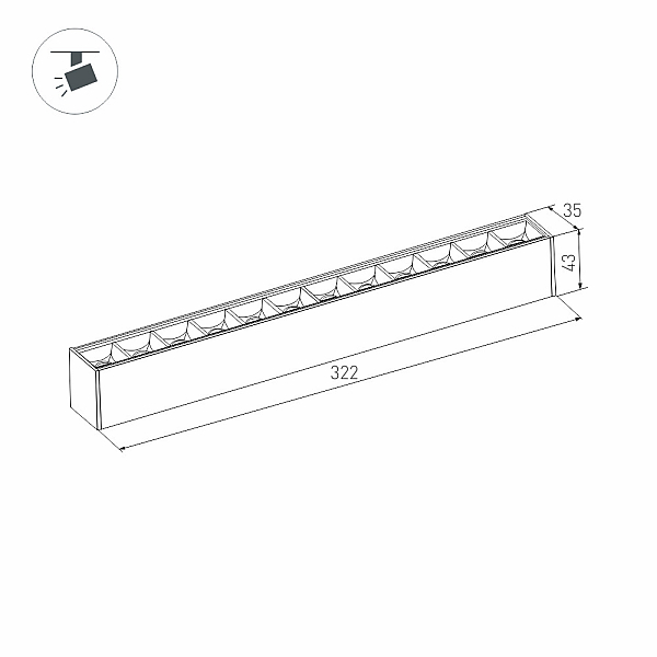 Трековый светодиодный светильник для магнитного шинопровода Arlight Mag-Laser-45-L320-12W Warm3000 026939