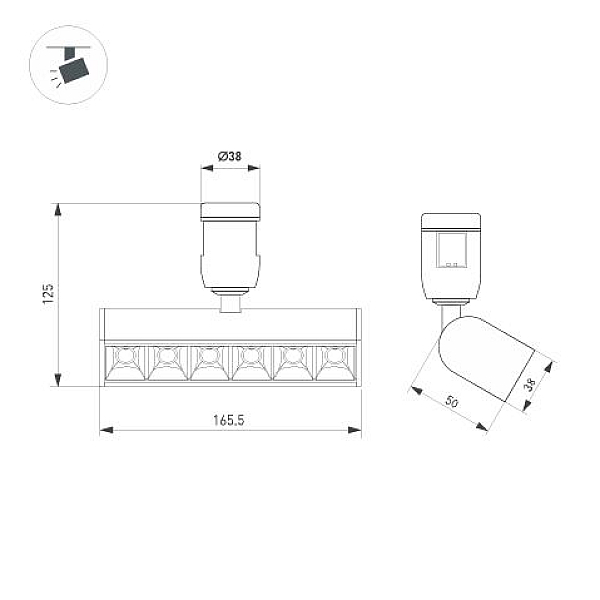 Трековый светодиодный светильник Arlight Art-Apriori-Laser-Turn-L165-8W Warm3000 039285