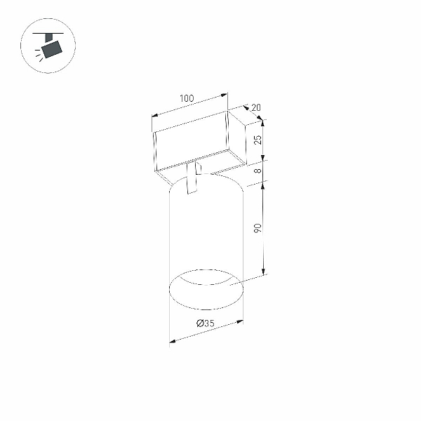 Трековый магнитный светильник Arlight MAG-SPOT-25-R90-9W Day4000 (BK, 30 deg, 24V, DALI) 046300