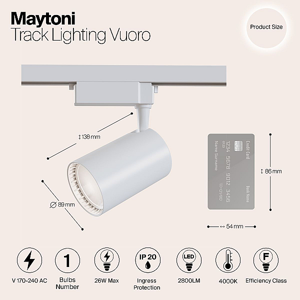 Трековый светильник Maytoni Technical TR003-1-30W4K-W