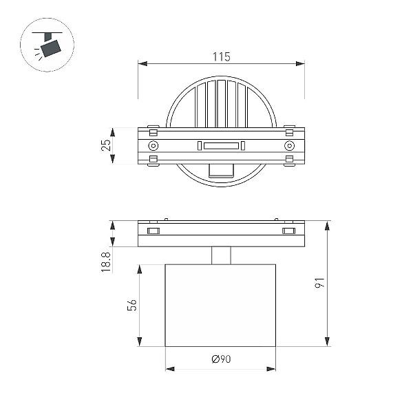 Трековый магнитный светильник Arlight MAG-VIBE-RONDO-R90-10W Day4000 (WH, 110 deg, 48V) 044475