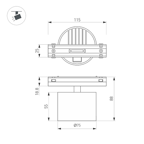Трековый магнитный светильник Arlight MAG-VIBE-POINT-R75-10W Day4000-MIX 045001