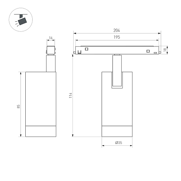 Трековый магнитный светильник Arlight MAG-ORIENT-SPOT-R35-6W Day4000-MIX (BK, 24 deg, 48V, TUYA Zigbee) (IP20 Металл) 056399