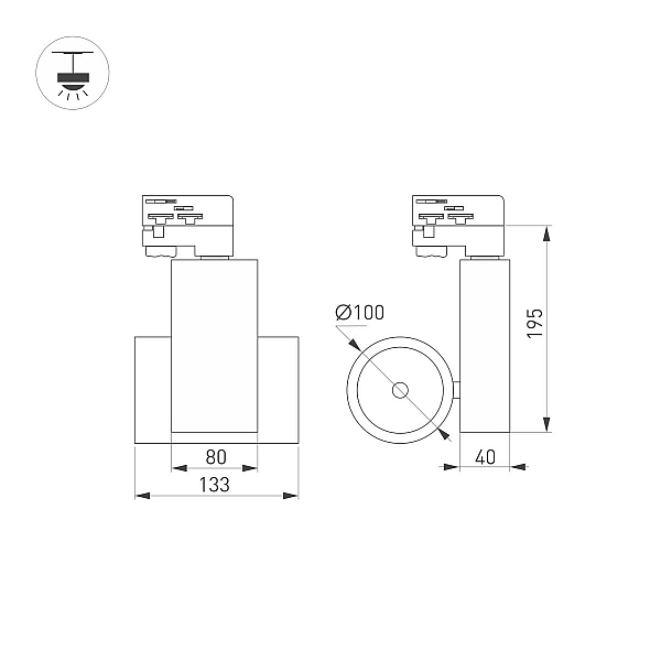 Трековый светодиодный светильник Arlight LGD-Ares-4TR-R100-40W Warm3000 026375