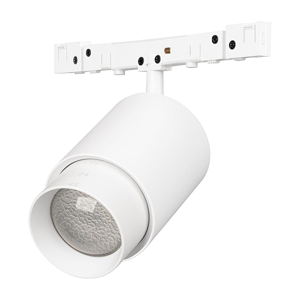 Трековый магнитный светильник Arlight MAG-MICROCOSM-SPOT-ZOOM-R38-5W Warm3000 (WH, 10-55 deg, 24V) (IP20 Металл) 051805