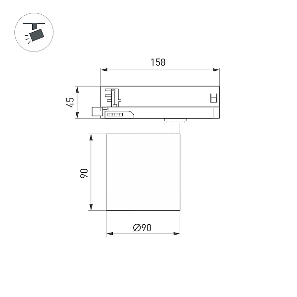 Трековый трехфазный светильник Arlight LGD-DYKE-4TR-R90-26W Day4000 (BK, 38 deg, 230V) 052288