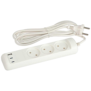 Удлинитель Эра U-3-3m-USB-W 3 розетки + 3xUSB A+C 3м 10А белый