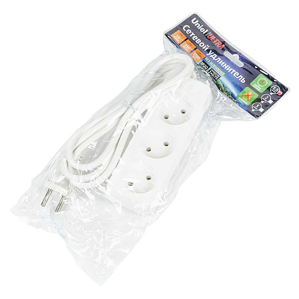 Удлинитель Uniel Ultra 3гн х 1,5м б/з S-CU3-1,5 White UL-00009979