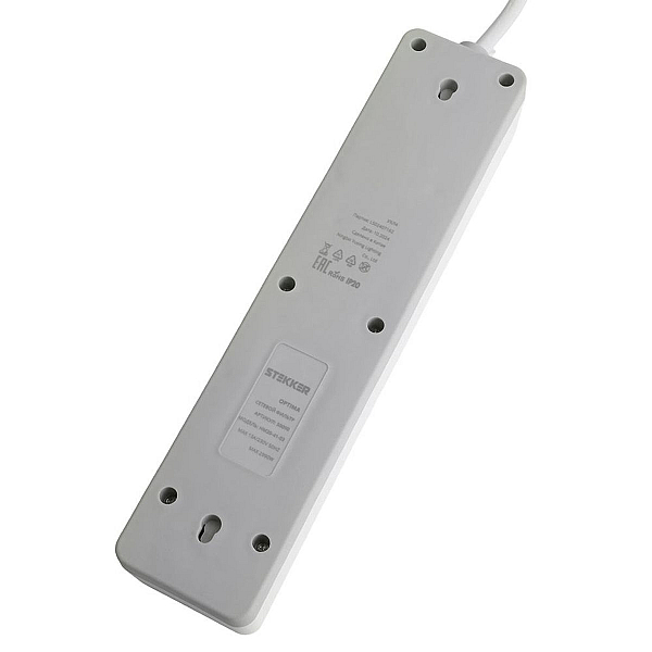Сетевой фильтр 4-местный с/з STEKKER HM20-41-03 3x1мм2, 3 м, серия Optima, белый
